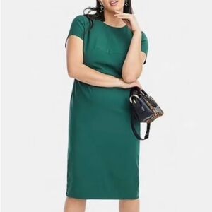 Universal Standard for J. Crew Green Stretch Twill Sheath Dress Size 3X NWT